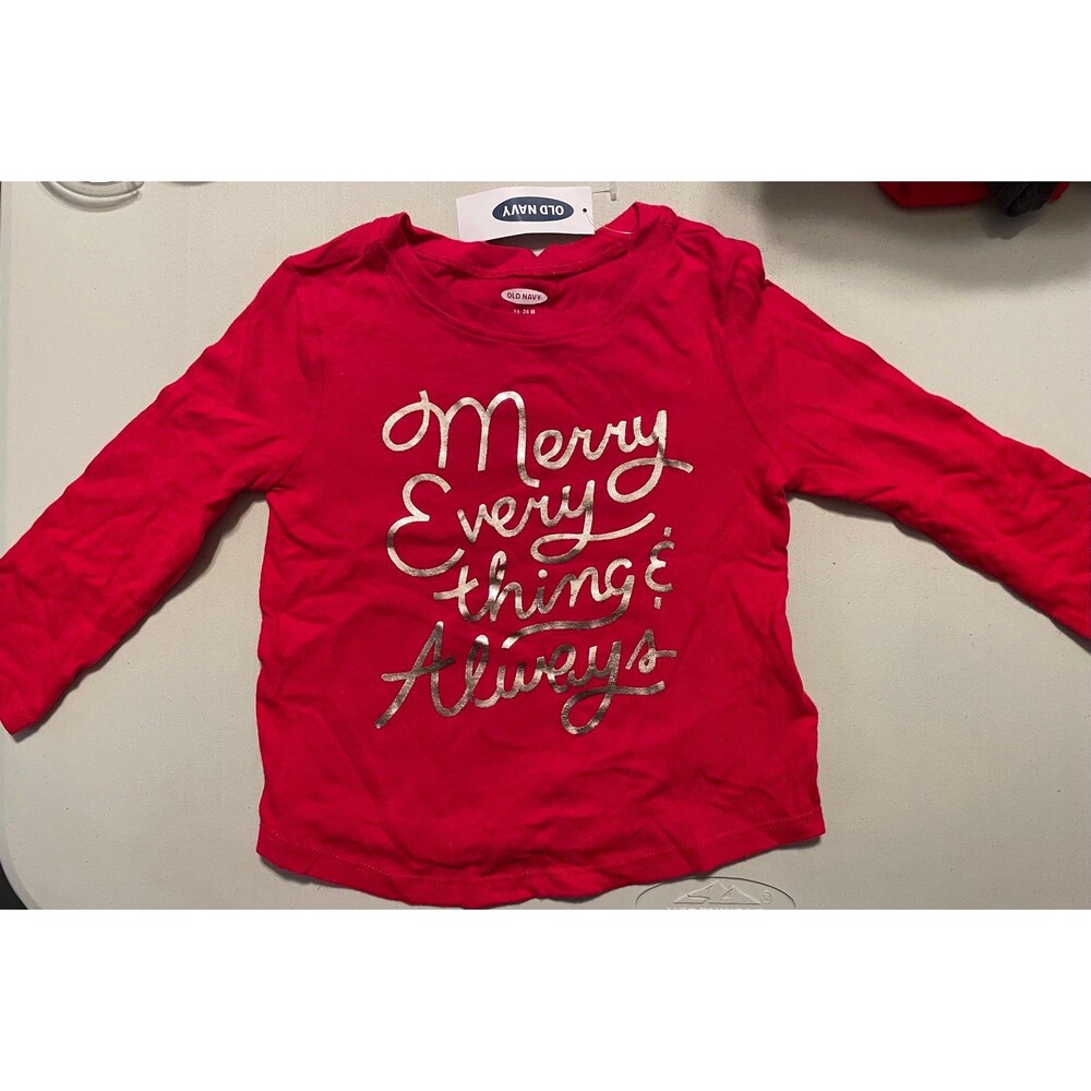 Old Navy Merry Everything Always Long Sleeve Shirt 18/24mon NWT